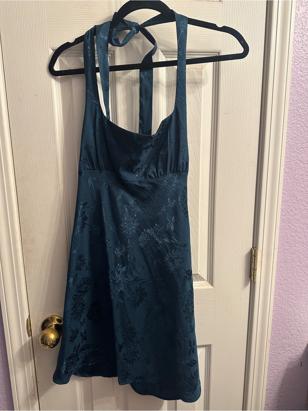 Wild Fable Silk-Blend Halter Dress in Teal